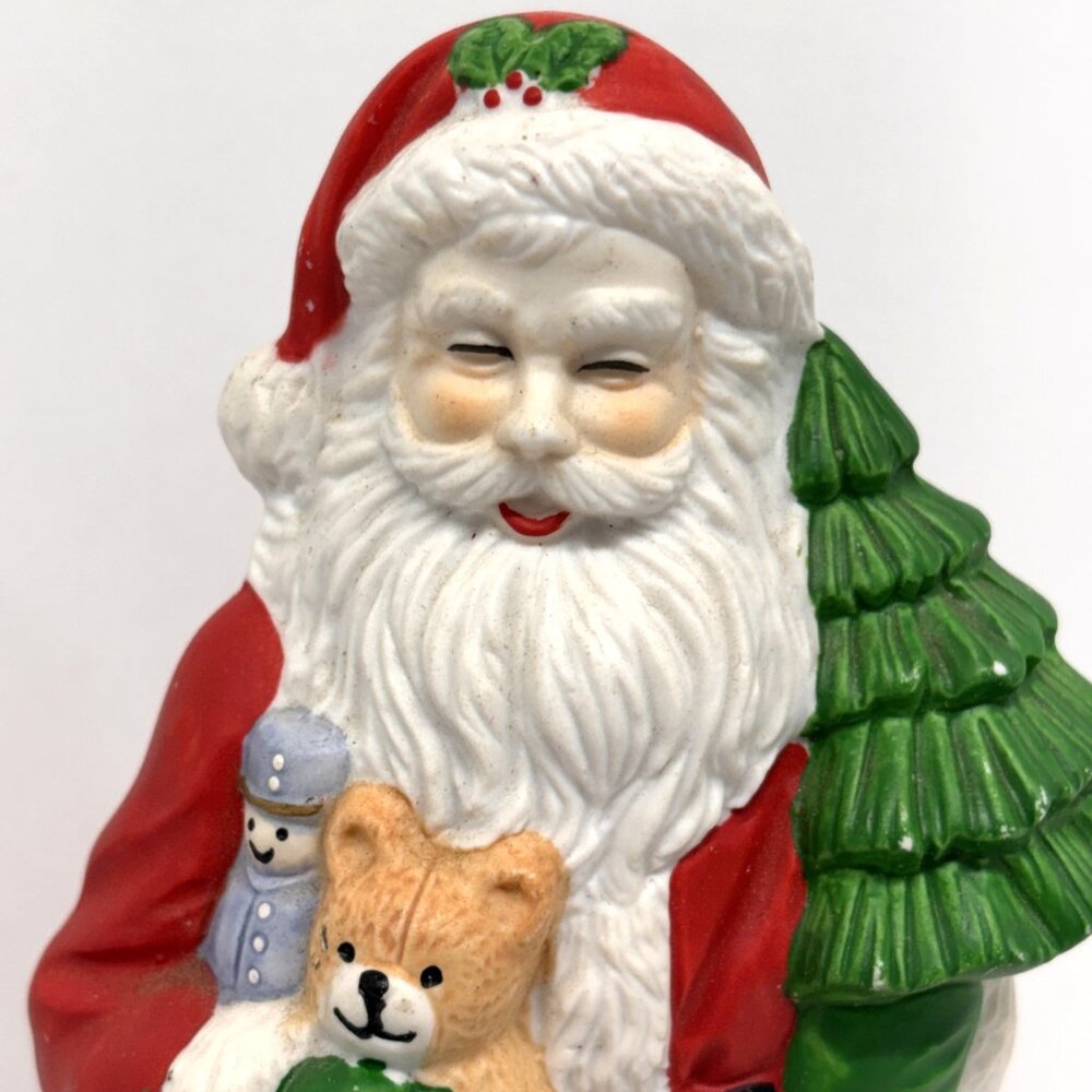 Vtg Christmas Porcelain Santa Wind-Up Plays "Here Comes Santa Clause" - Picture 9 of 9